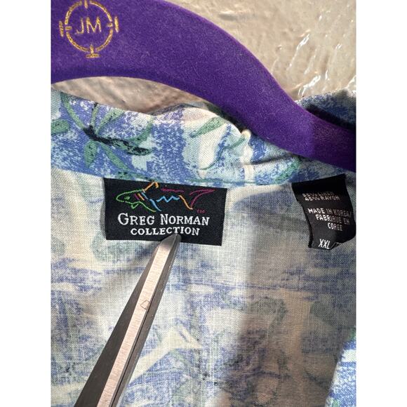 Greg Norman Linen Blend Mens Button Down Hawaiian Tropical Island Shirt Size XXL - Picture 4 of 6